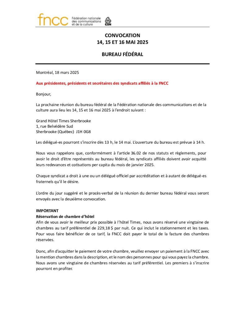 Convocaton1 Bureau Federal Mai 2025